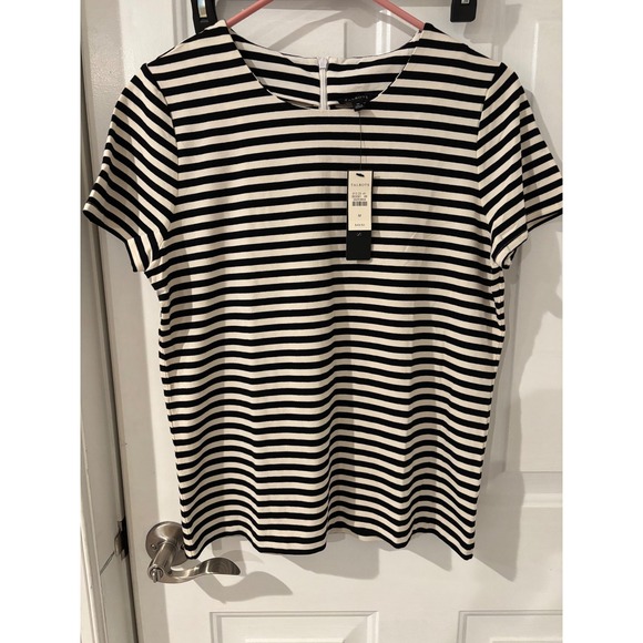 Talbots Tops - Talbots Womens Top Medium Black White Striped Short‎ Sleeve Career Casual